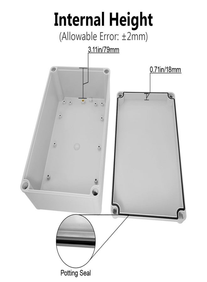 LeMotech Junction Box IP67 Waterproof Dustproof ABS Plastic Project Box for Electrical Outdoor Enclosure Gray 9.8 x 5.9 x 3.9 inch (250 x 150 x 100 mm) - Image 4